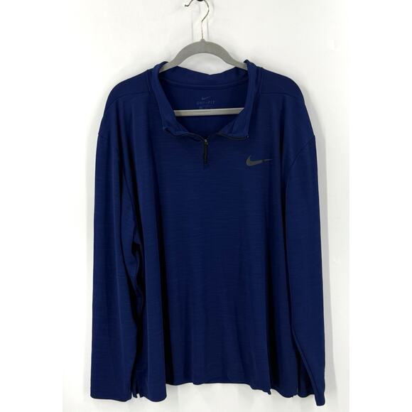 Nike Dri Fit Mens Shirt Size 3XL Blue Long Sleeve Quarter Zip Pullover Athletic - Picture 1 of 6